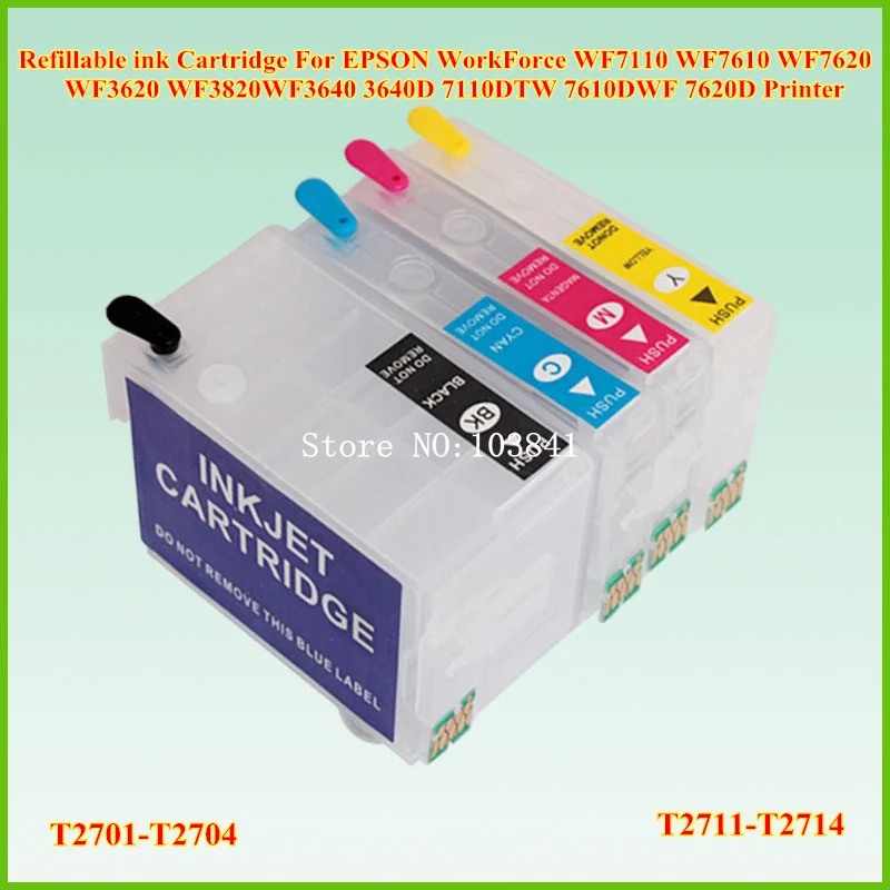 

T2701 T2711 Refillable ink Cartridge with ARC Chip for EPSON WorkForce WF7110 7610 7620 WF3620 WF3640 7110DTW 7610DWF