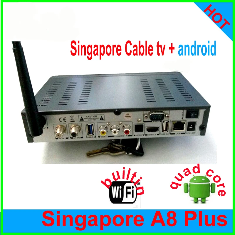 free DHL!2017 NEW Singapore starhub box A8 Plus+Android combo tv box quad core iptv singapore chnnel apk support 4k h.265 USB3.0