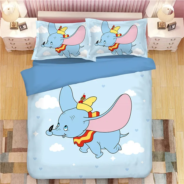 New Cartoon Dumbo Pattern Bedding Set Boy/Girls Baby Single Twin king Kids Duvet Cover Set Pillowcases queen blanket cover - Цвет: style 7