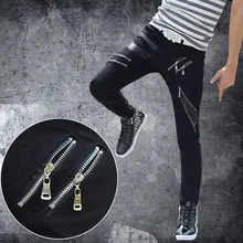 Весна лето модный бренд повседневные Черные белые Поддельные молнии тонкие ПУ искусственная кожа Лоскутные Брюки мужские обтягивающие брюки
