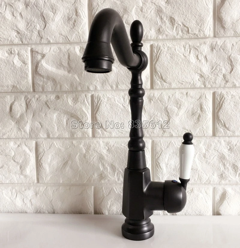  Black Oil Rubbed Bronze Faucet Ceramic Single Handle Kitchen Faucet Cold and Hot Water Sink Mixer W - 32819403616