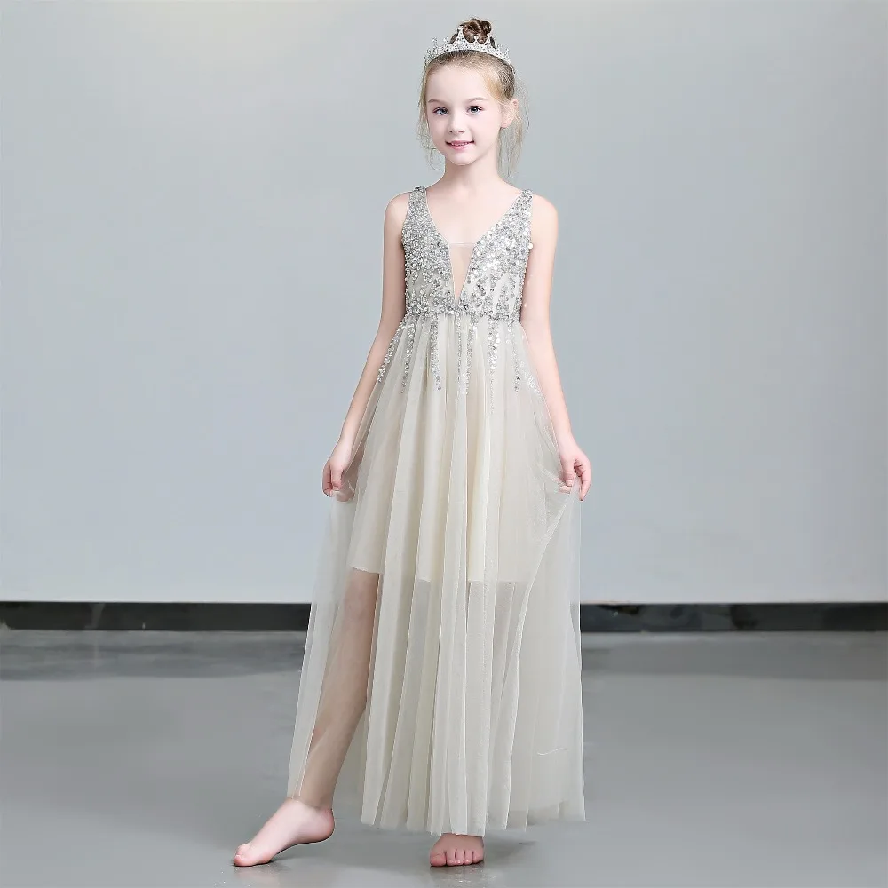 

Marfoli Princess Costumes Prom Catwalk Long Birthday Dress for Girls First Communion Pageant Party piano Dress