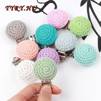 

10Pcs/lot Silicone Beads Wooden Silicone Clip for DIY Baby Pacifier Clips Holder Claps Chain Accessories Baby Teether
