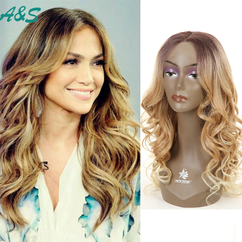26 inch Jennifer Lopez hair cut ocean wavy cosplay wig synthetic lace front  wig two tone ombre wig braided lace front wigs pruik|wig caps for wig  making|wig lightwigs for fancy dress -