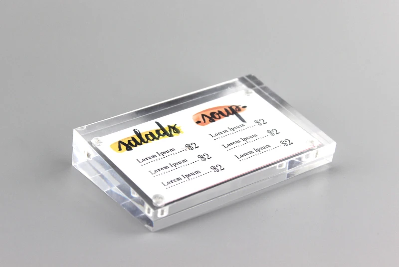 100*60mm Acrylic price tag label holder stand declining desk sign Info card display