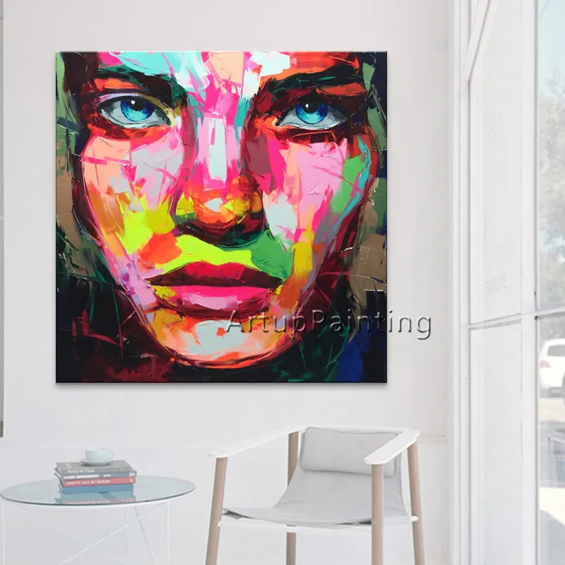 Лицо картина маслом на холсте Франсуаза Nielly настенные художественные картины для гостиной Тяжелая Текстура палитра нож caudros украшение