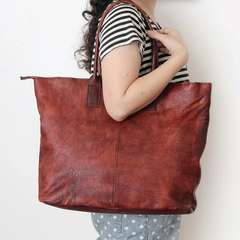 

2017 Women Large Capacity Shoulder Bags High Quality Genuine Leather Ladies Cow Leather Bag Women Vintage Tote Handbags Bag