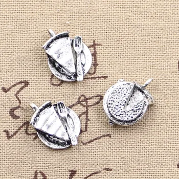 

8pcs Charms Slice Of Pie Plate Fork 19x13mm Antique Making Pendant fit,Vintage Tibetan Silver color,DIY Handmade Jewelry