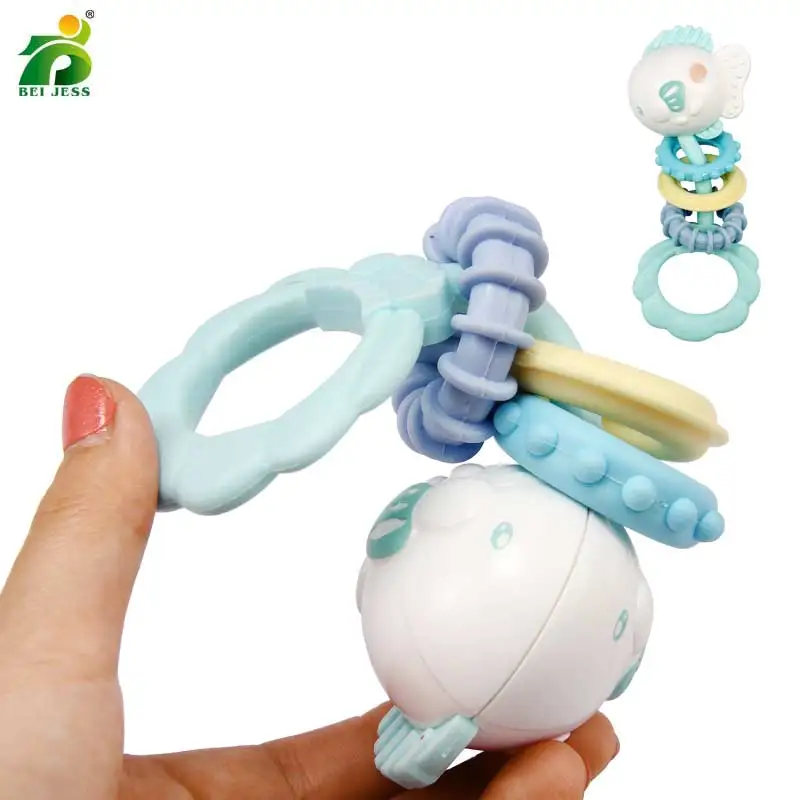 BEI JESS 8Pcs Baby Rattles 0-12 Months Plastic Mobiles hand Bell Teether Combination Toy For Newbron Baby Gift