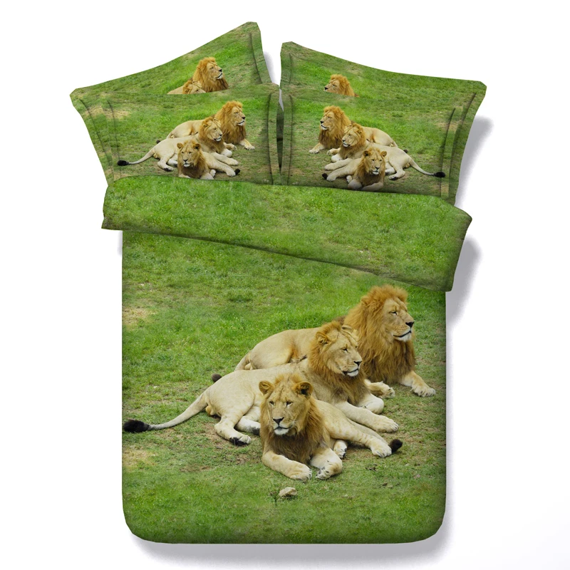 prairies lions 3d Animal printed comforter bedding sets bedsprad bed