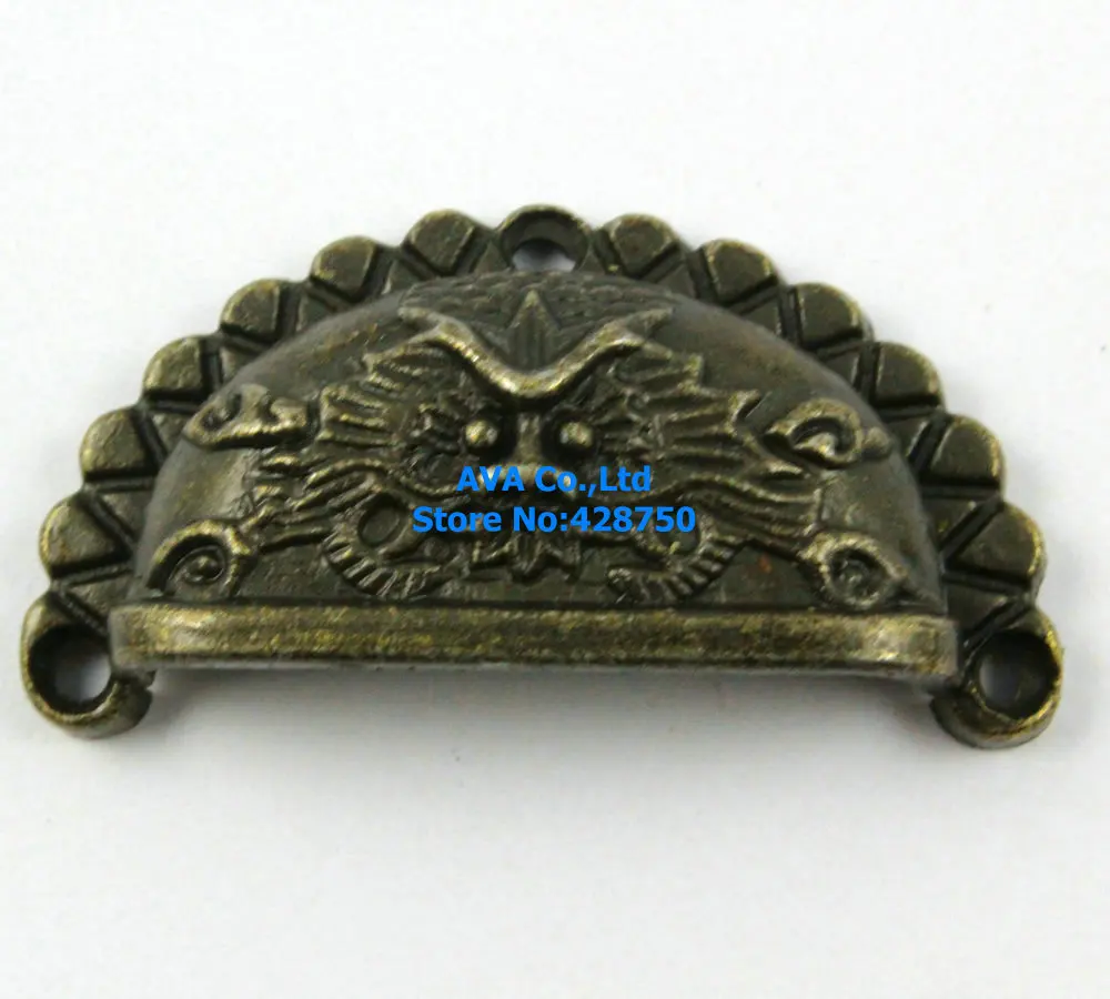 50 шт. античная латунь Jewelry Box Ручка Dragon Knob 48x23 мм