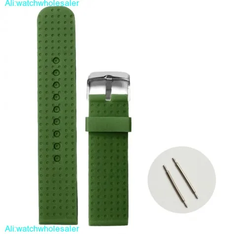 22mm Dark Forest Green Silicone Jelly Rubber Ladies Watch Band Strap WB1074U22JB