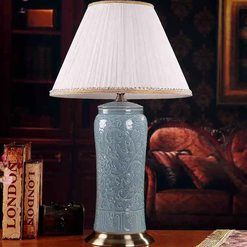 Jingdezhen Chinese creative ceramic table lamp bedroom study living room dining room decoration vintage chinese table lamp (2)