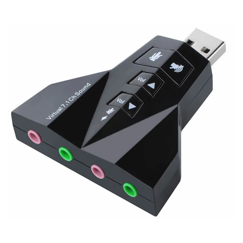  USB 2.0 3D Audio Sound Card Adapter 7.1 Channel Card Adapter Mic Speaker 