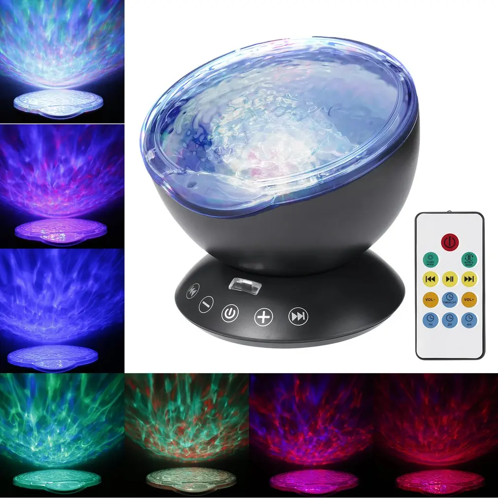 

Remote Control Hypnosis Ocean Projector Lamp Nightlight Built-in Music Player for Kids Bedroom remote Atmosphere drop shipping