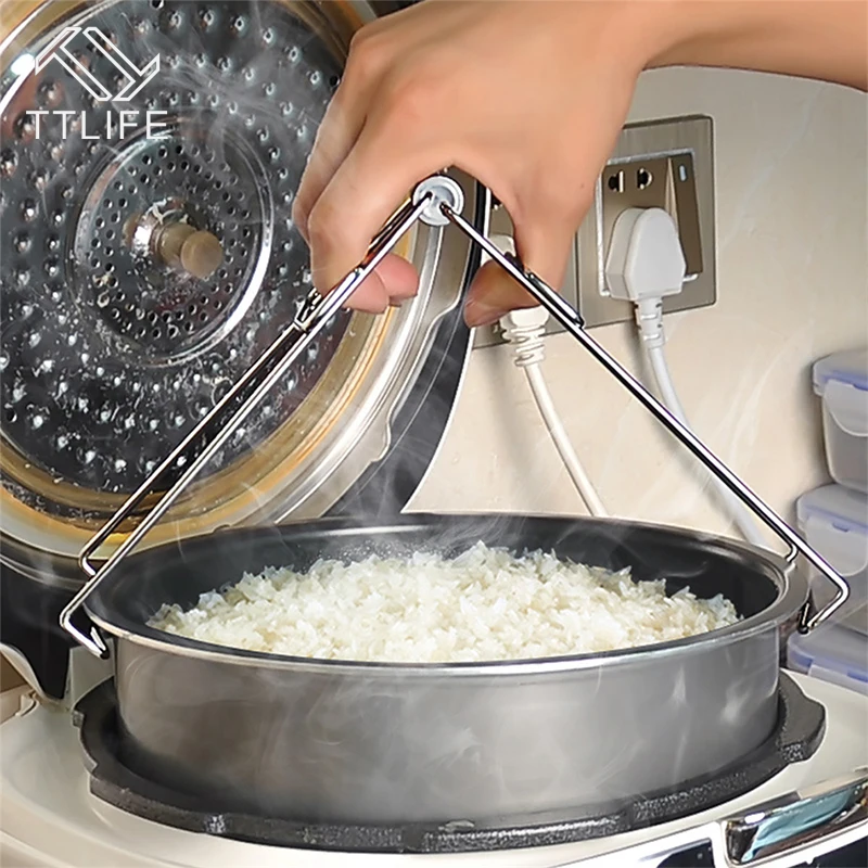 

TTLIFE Stainless Steel Foldable Dish Plate Clip Tong Cooking Hot Bowel Clip Pot Clip Foldable Tong Cook Kitchen Clamp Gripper