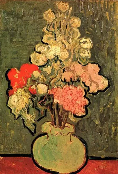 

Still Life Vase with Rose-Mallows oil painting by Van Gogh masterpiece oil painting for home decoration canvas wall art No Frame