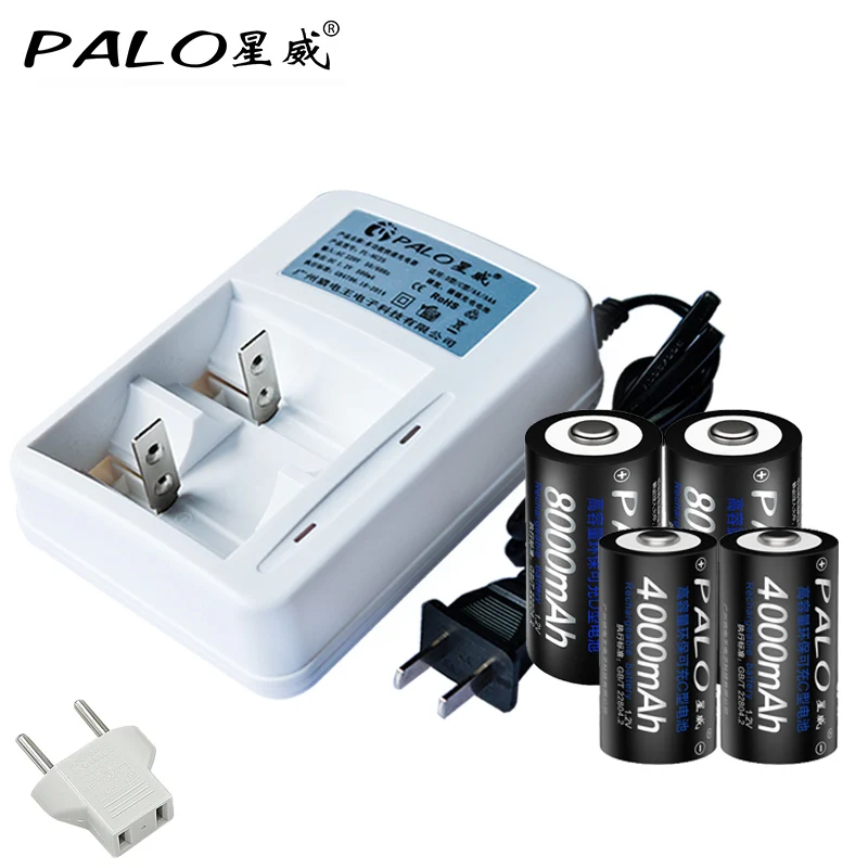 

Muti-function Charger High-end Intelligent LED Battery Charger For NIMH NICD AA AAA C D With 2pcs 4000mah +2pcs 8000mah Battery