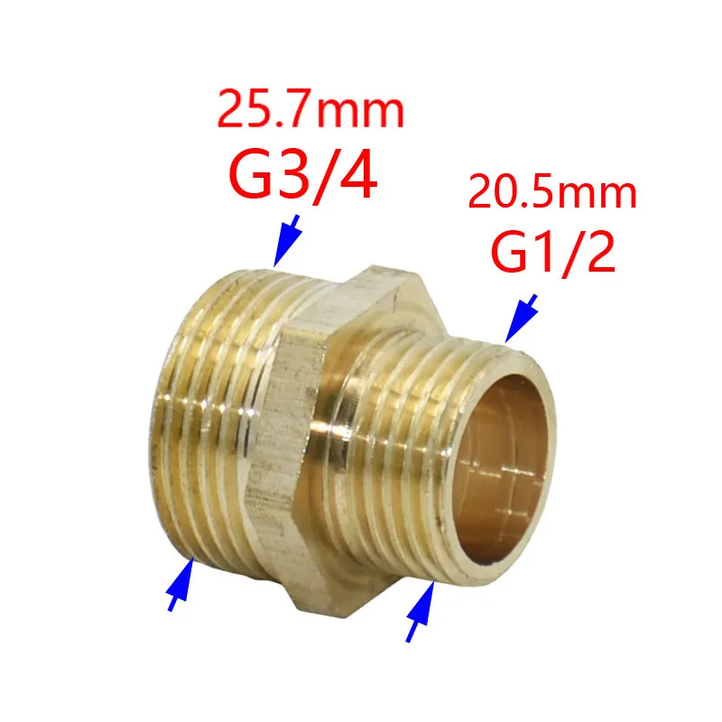 Латунный Соединитель с внешней резьбой 1/2-3/4, медный Соединитель с шестигранной трубкой, адаптер для ниппелей, 2 шт