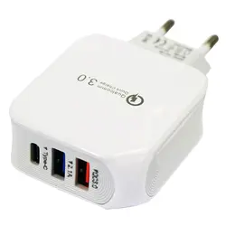 Быстрое зарядное устройство с 2 Qc3.0 Usb + 1 настенное зарядное устройство type-C 25W 5A Eu штекер для мобильного телефона камера для планшета