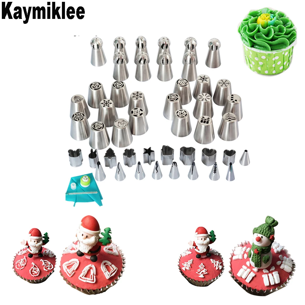 

Kaymiklee 51PCS/SET Fruit Cook Cutter and Pastry Nozzles Decorating Nozzle Icing Bake Tools Russian Icing Piping Nozzles CS109