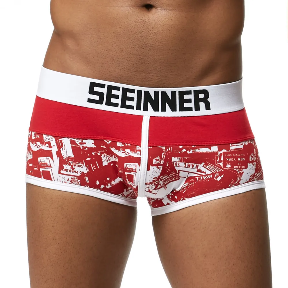 

20 styles Seeinner Men Breathable Boxer Shorts Printed Underpants Cotton Male Panties Pouch Sexy Cueca Gay Pants Underwear