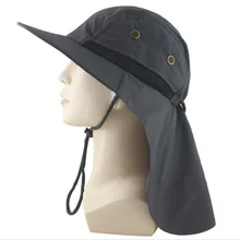 Летние Для мужчин Для женщин солнцезащитные Ведро Шляпа Boonie шляпа с утепленной шеей, лоскутом открытая широкая, с защитой от ультрафиолета краев Пеший Туризм рыболовная сетка кепки с сеткой