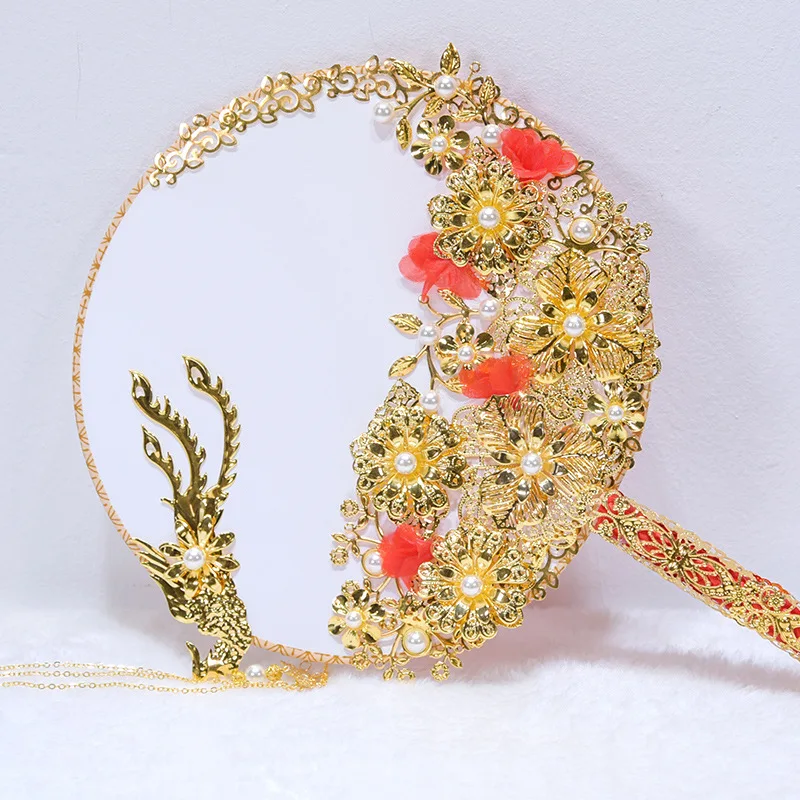 JaneVini Новый китайский стиль Свадебный букет цветов жемчуг Золотой Феникс Искусственные Свадебные цветы Букеты металлические невесты