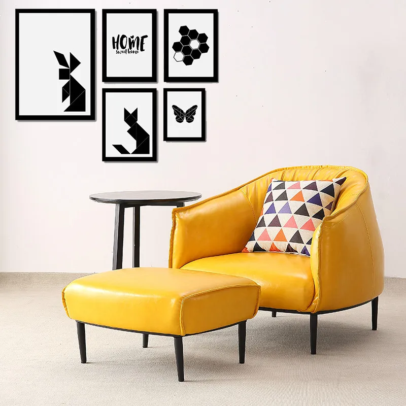 Луи моды скандинавских один кожаный диван стул спальня для отдыха гостиная кофе дизайнер современный минималистский американский тигр