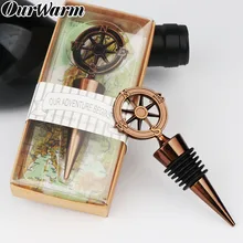 OurWarm Travel Theme Wedding Souvenirs Wedding Party Favors Bronze Compass Wine Bottle Stoppers 4x10.5cm Wedding Gift Favors