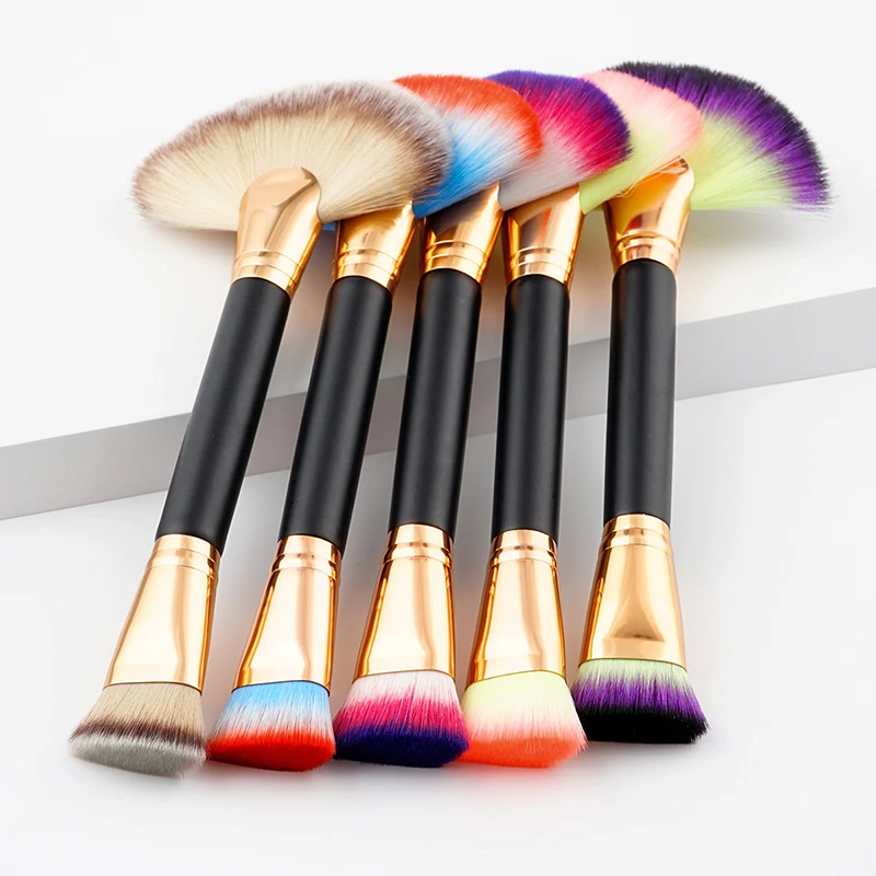 Double headed Makeup Brush Fan Brush+Flat Head Brush Foundation Powder