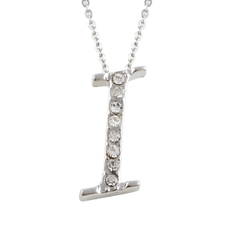 Дешевое серебряное ожерелье с подвеской в виде буквы A B C D E F G H I J K L M N O P Q I S T U V W X Y Z Алфавит с цепочкой - Окраска металла: I