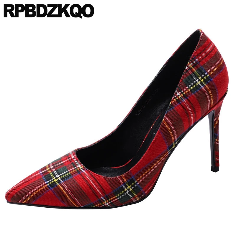 

Famous Celebrity Brand Luxury Italian 2018 Pumps Red Prom Shoes Ladies High Heels Green Stiletto Pointed Toe Size 4 34 Gingham