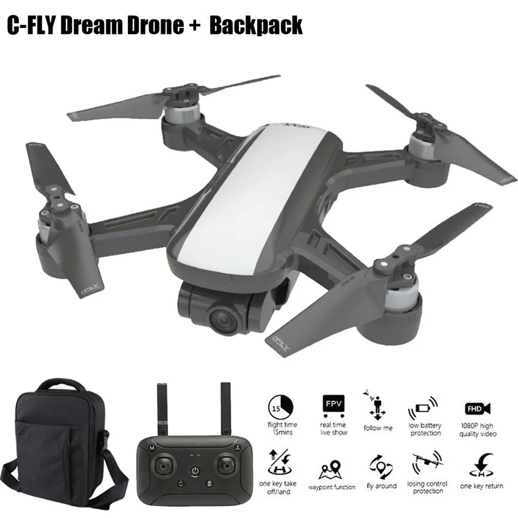 RE Airplanes C Fly DREAM GPS WIFI FPV с 2 осевым шарниром 1080P камера оптический поток + рюкзак