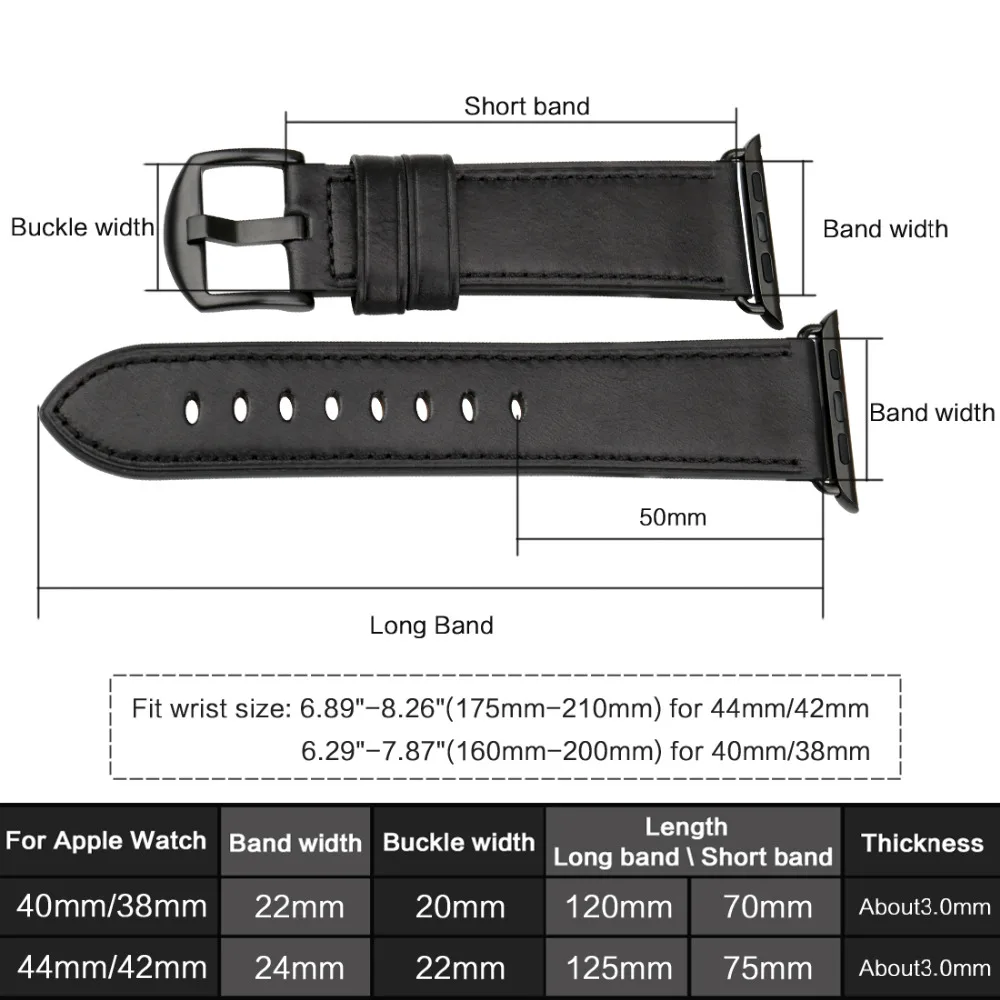 Аксессуары для часов MAIKES из натуральной кожи для Apple Watch 38 мм 40 мм/Apple Watch 42 мм 44 мм iWatch Series 4 3 2 1 ремешок