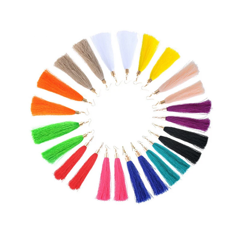 Fashion Tassel Long earrings gold plated for women 7Colors Jewelry Pendientes Korean Style Bride Accessory Vintage