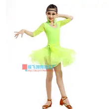 Взрослый Детский костюм для латино-американских танцев костюмы с длинным рукавом газовое платье для латинских танцев, способный преодолевать Броды для взрослых детей конкурс латиноамериканских танцев платья S-4XL
