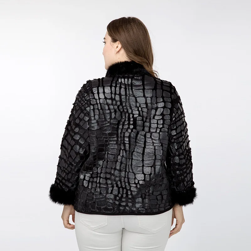 TUHAO Plus Size 7XL 6XL Women Faux Fur Coats 2018 Autumn Winter Fur Sleeve Stand Collar Faux Large Size Women Jackets COAT ZPZ