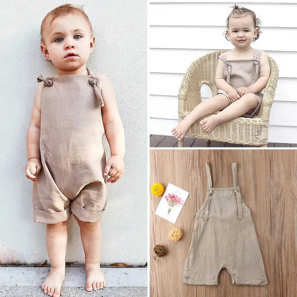 2018 Brand New Toddler Infant Newborn Kid Boy Girl Bib Pants Romper Jumpsuit Playsuit Outfit Solid Summer Clothes 0-3T