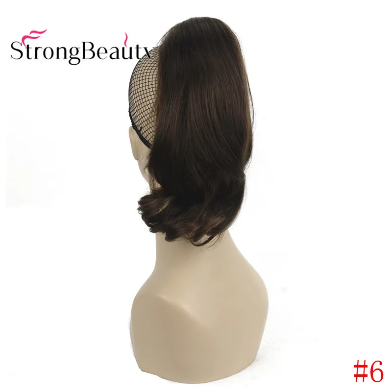 StrongBeauty 12 дюймов 10% синтетические 90% человеческие волосы короткая кудрявая заколка для хвоста в наращивание волос с зажимом для когтей