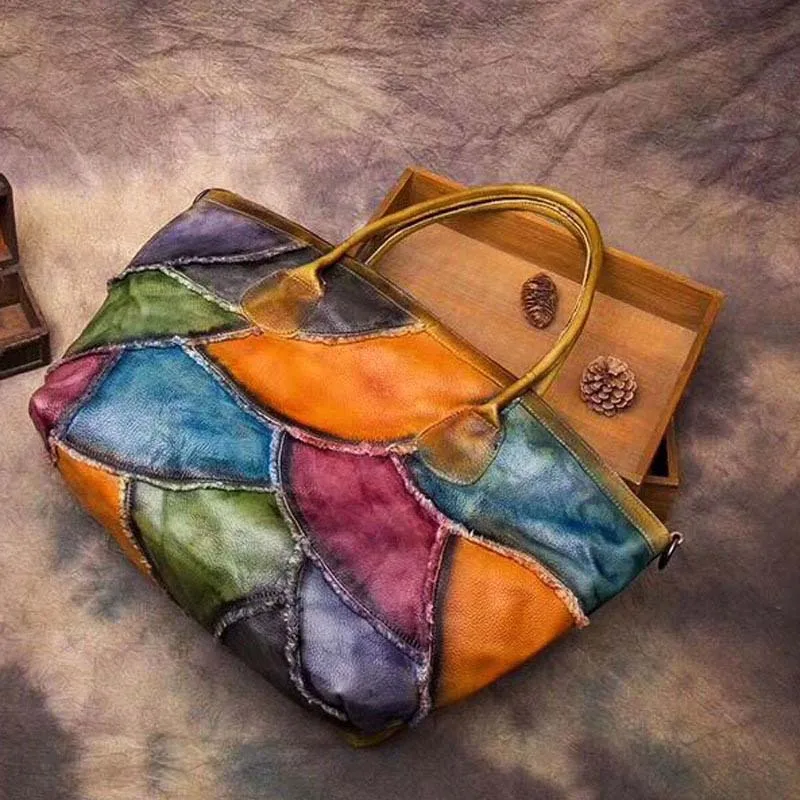 

AETOO New leather handbag shoulder bag hand colored retro Messenger bag casual handbag
