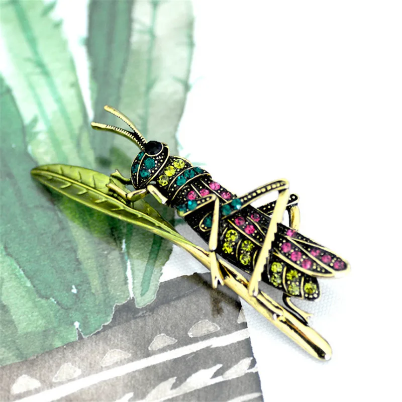 Fashion Spring Series Crystal Brooches Green Enamel Pin
