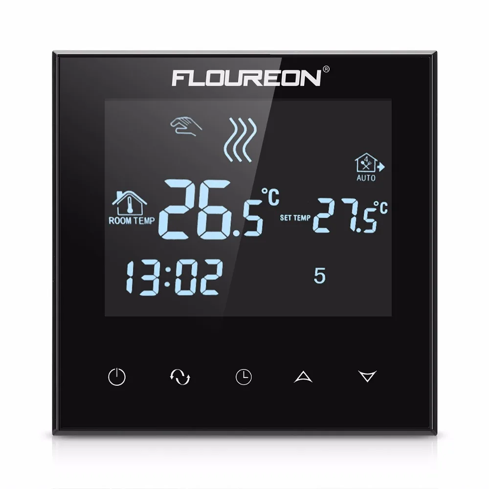 

Floureon LCD Touch Screen Thermostat Warm Floor Heating System Thermoregulator AC85-240V Temperature Controller White Backlight