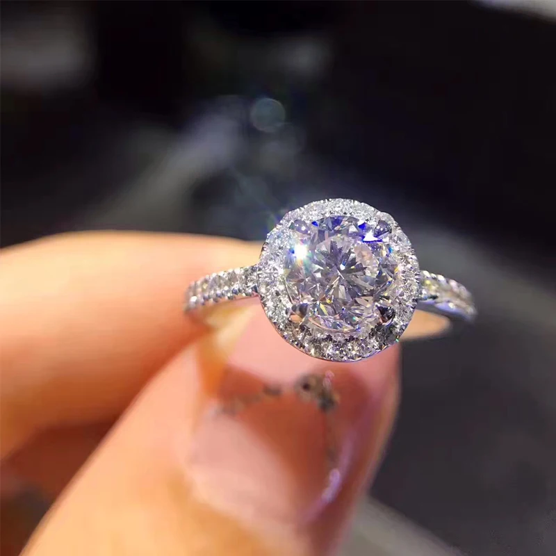 

GALAXY Brand 100% 925 Sterling Silver Engagement Ring New Trendy Jewelry 1.5 Carat Round CZ Diamant Wedding Rings For Women