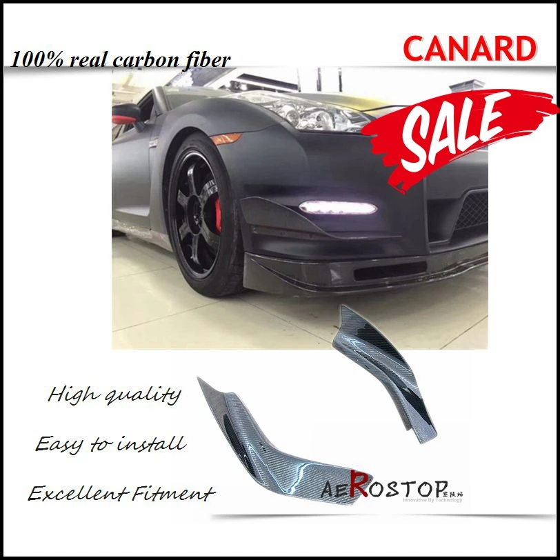CARBON FIBER KANSAI STYLE FRONT BUMPER CANARDS FOR 12-16 R35 GTR