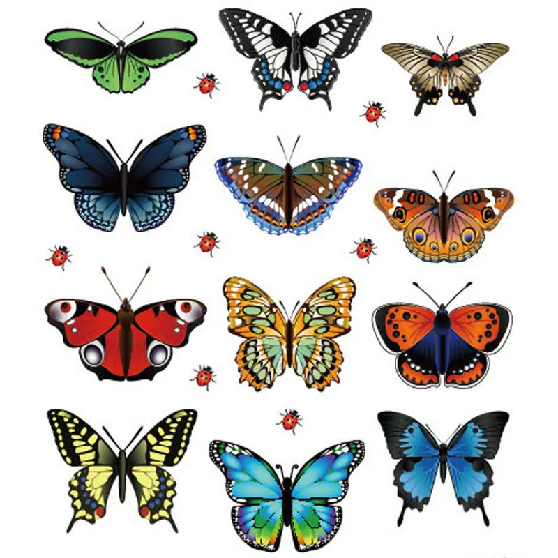 

Hot sale Landscaping Decoration Heart Shaped Stickers 12 Butterfly Stickers window glass small wall sticker 2016