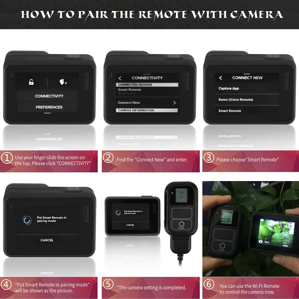 High Quality Wifi Remote Control Smart with Charge Cable for Gopro Hero 7/6/5/4 | Электроника