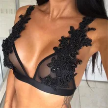 Прозрачный женский сексуальный бюстгальтер без косточек с цветочной вышивкой, кружевной бюстгальтер без косточек с бахромой, регулируемый бюстгальтер на бретельках