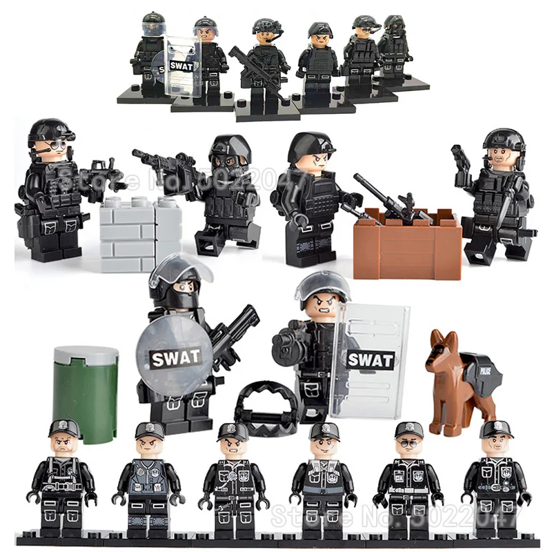 

Legoinglys Military Figures Series Building Blocks Special Police Salon Police Dog Riot Task Weapons Army Moc Gift For Boy Toy