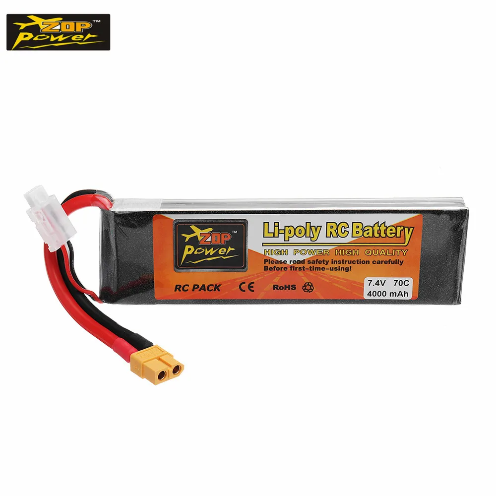 

ZOP POWER 7.4V 4000mAh 70C 2S Rechargeable Lipo Battery With XT60 Plug For RC Models FPV Racing Drone Spare Parts Accessories